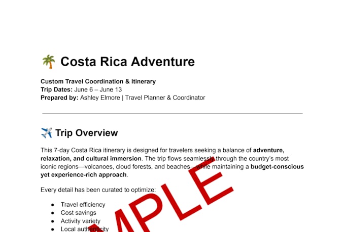 coordinate travel and create detailed itineraries